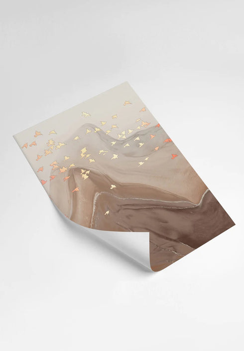 Caramel Birds Real Rose Gold Set Of 3 Posters 50x70cm